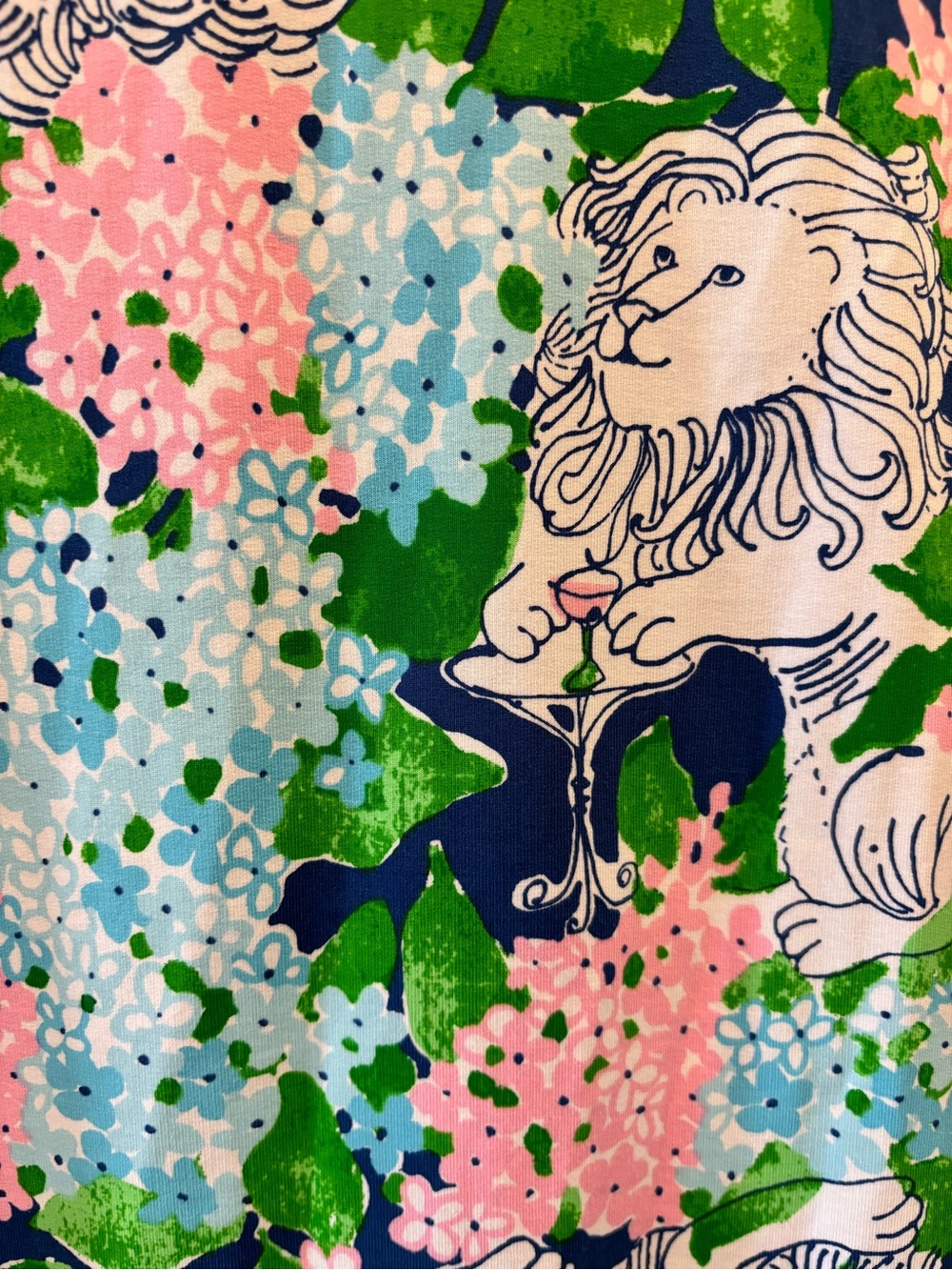 Lilly Pulitzer Pink Blue Green Floral Short-Sleeve Zip Dress Lydia the lion - Picture 3 of 6